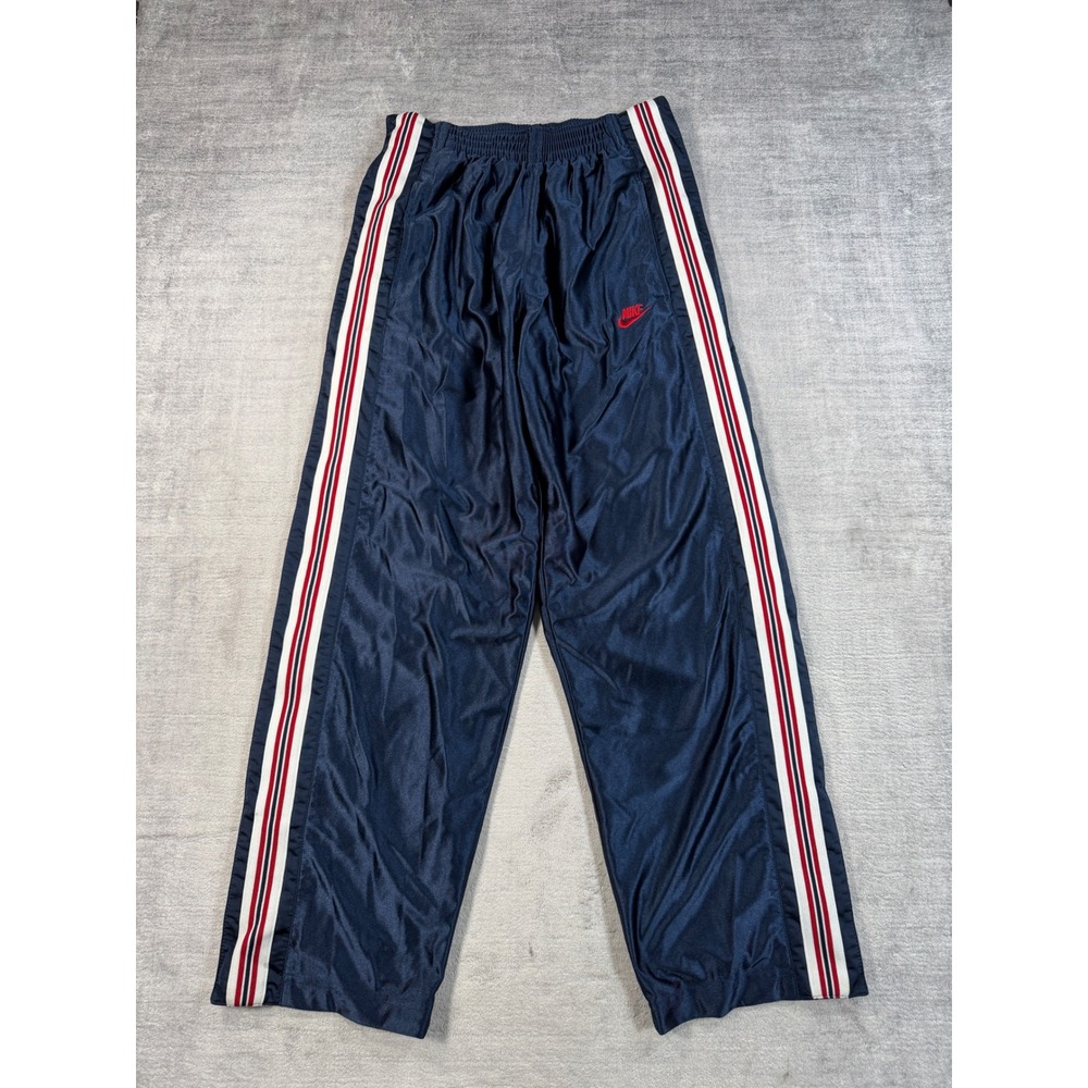Nike Pants Mens Medium Blue Vtg Y2K Tearaway Snap Side Stripe Track Sportswear